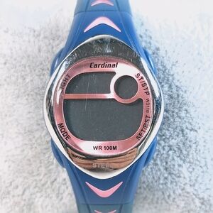Cardinal Digital Sports Water Resistant Pink Blue Ladies Watch, New Battery